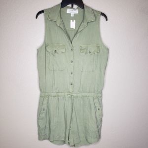 Anthropologie NWT Cloth and Stone Olive Green Utility Romper Medium